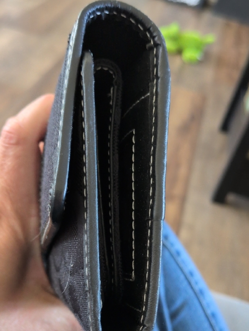 Coach Black Signature Canvas Zip Long Wallet W Checkbook Leather Trim Vintage - Picture 7 of 11